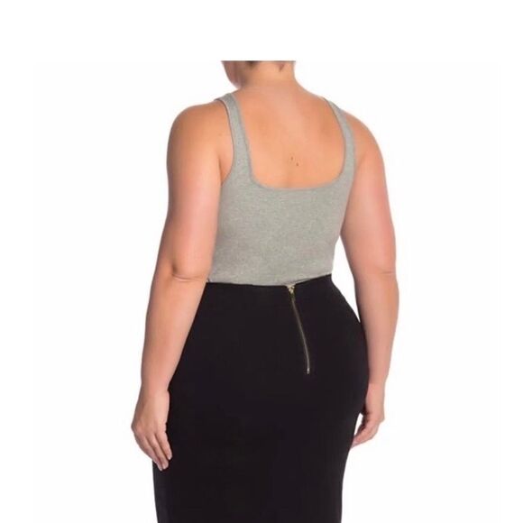 BP Square Neck Tank/Bodysuit, Heather Gray, 3X - Picture 4 of 7